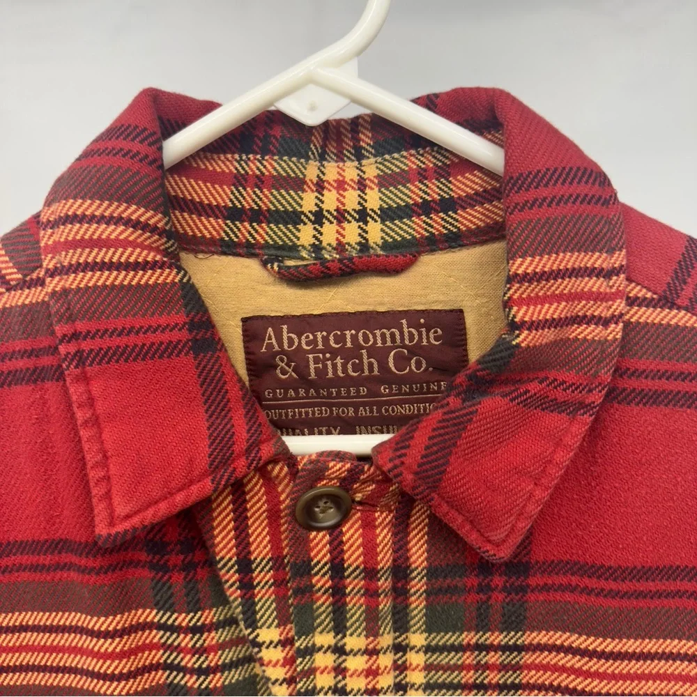 Vintage Abercrombie & Fitch heavy red plaid flannel jacket slacket small men’s